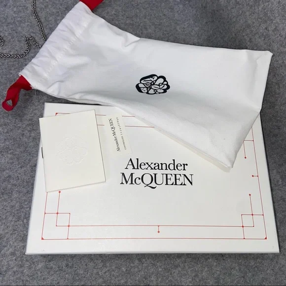 SOLD NWT $690 Alexander McQueen Skull Croc Leather Phone Bag Royal Blue - Picture 14 of 16